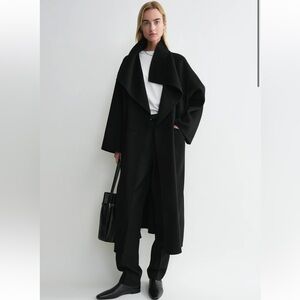 Toteme Black Signature Cashmere Wool Coat Size XS
